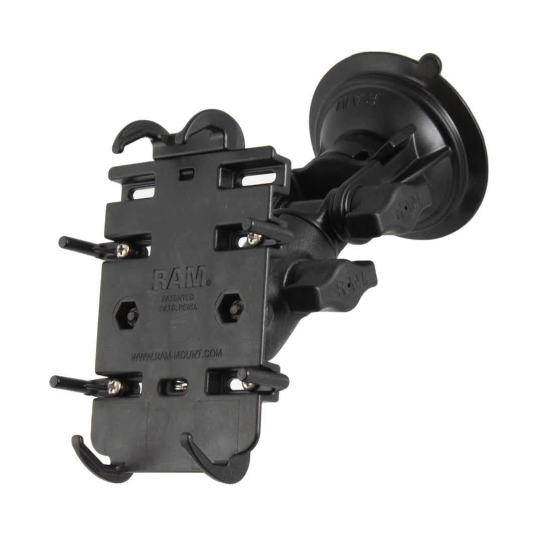 RAM® Quick-Grip™ telefoonhouder met RAM® Twist-Lock™ zuignap-ratchetbasis