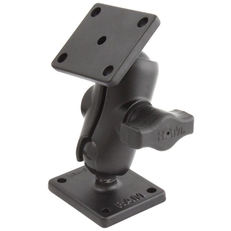RAM® dubbele kogel-inschroefhouder met rechthoekige AMPS-platen – kort