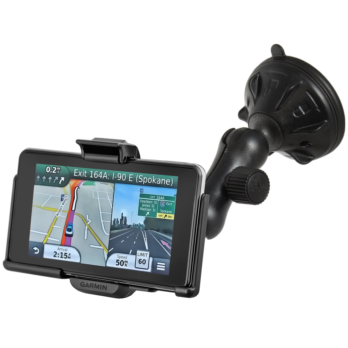 RAM® Twist-Lock™ low-profile zuignaphouder voor Garmin nuvi 3450 + meer