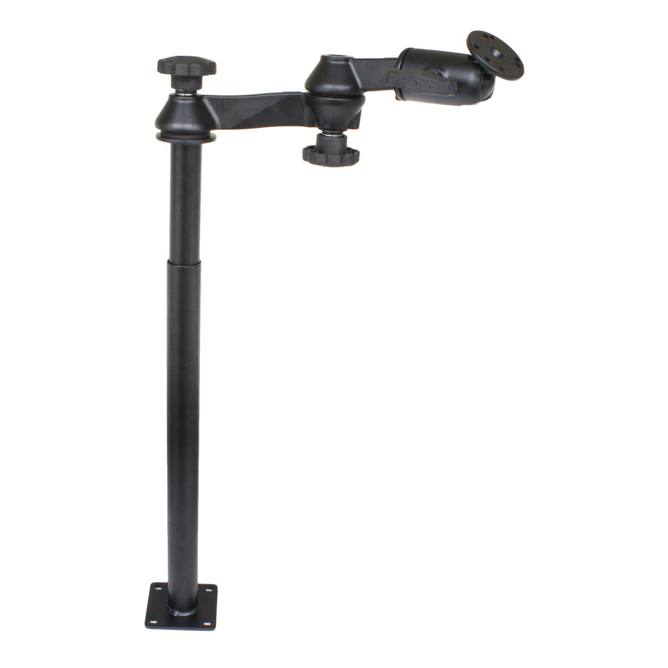 RAM® Tele-Pole™ con postes de 12" y 18", brazos oscilantes dobles y placa redonda