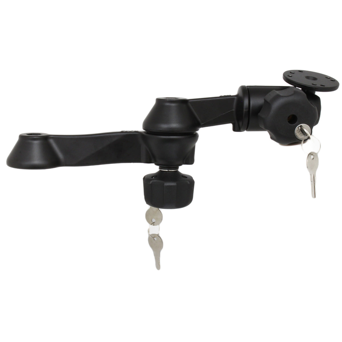 RAM® 12" vergrendelbare dubbele zwenkarm met ronde plaat