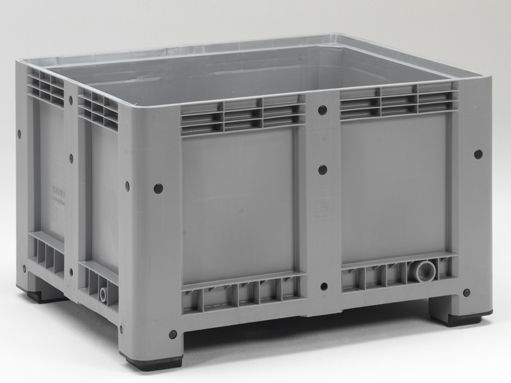 Kunststoff-Palettenbox auf 4 Füßen, 1200x1000x760 mm, 610 Liter, grau