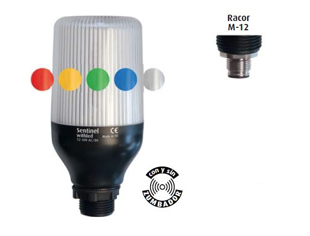 Warning light RGB + buzzer - Connector M12 - IP67 