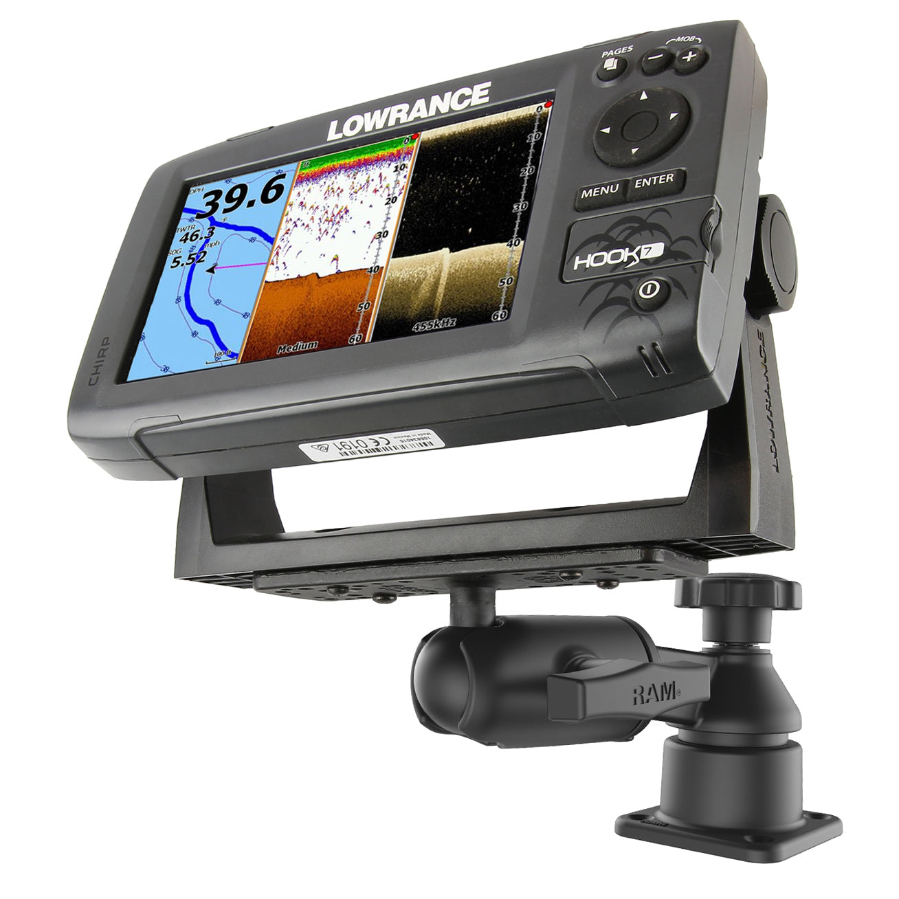 RAM® horizontale 6" zwenkarmhouder met kogel-en-kom rechthoekige plaat