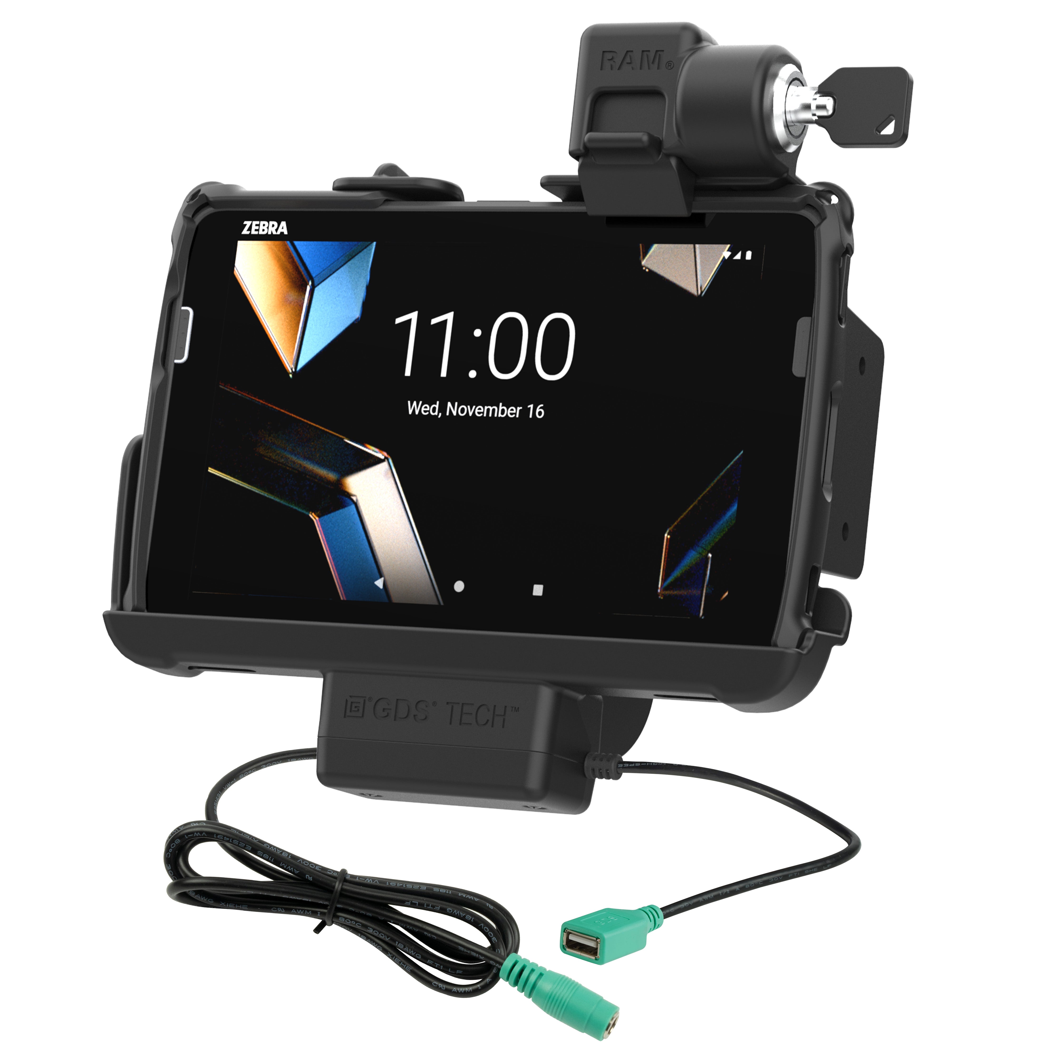 Vergrendelbaar RAM® Tough-Dock™ met voeding + data voor Zebra ET4x 8"