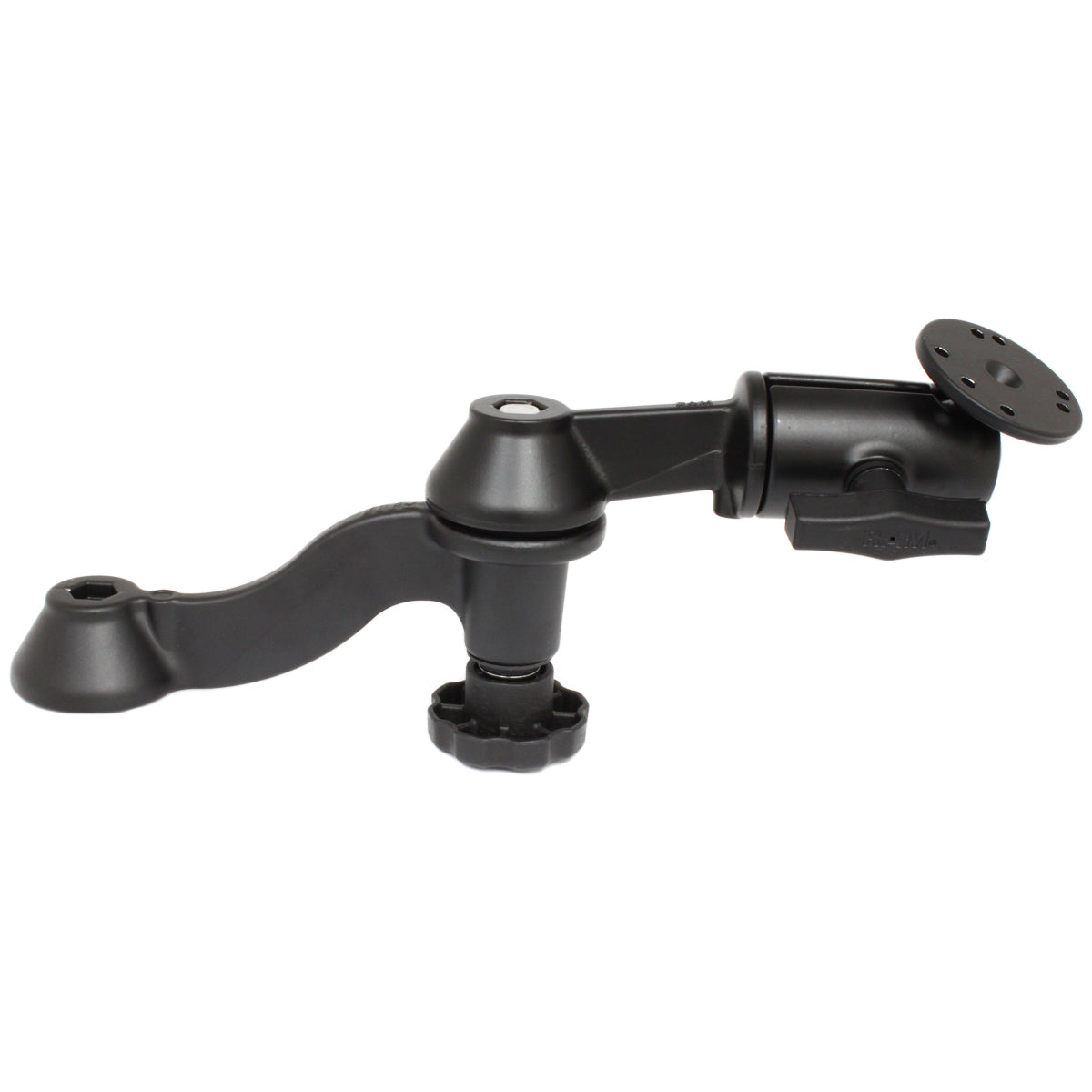 RAM® 12" gebogen dubbele zwenkarm met draaibare komarm & ronde plaat
