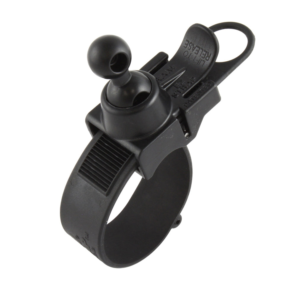 RAM® EZ-Strap™ railhouder met korte RAM®-naar-Garmin dubbele kogeladapter