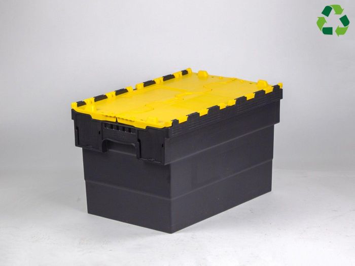 Distributionskasse E-line Distribox, korsort sort, lågdele gul 63 liter