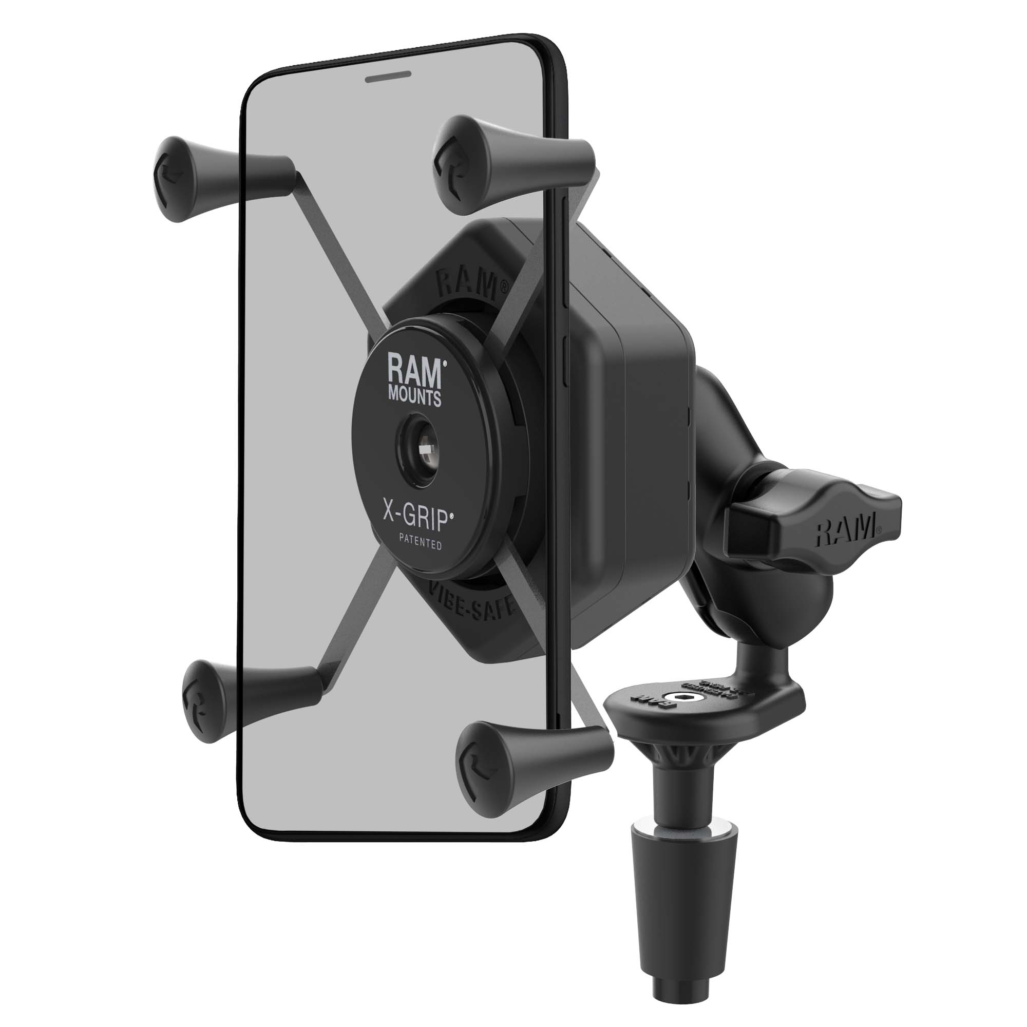 RAM® X-Grip® grote telefoonhouder met Vibe-Safe™ en vorkstuurbasis - kort