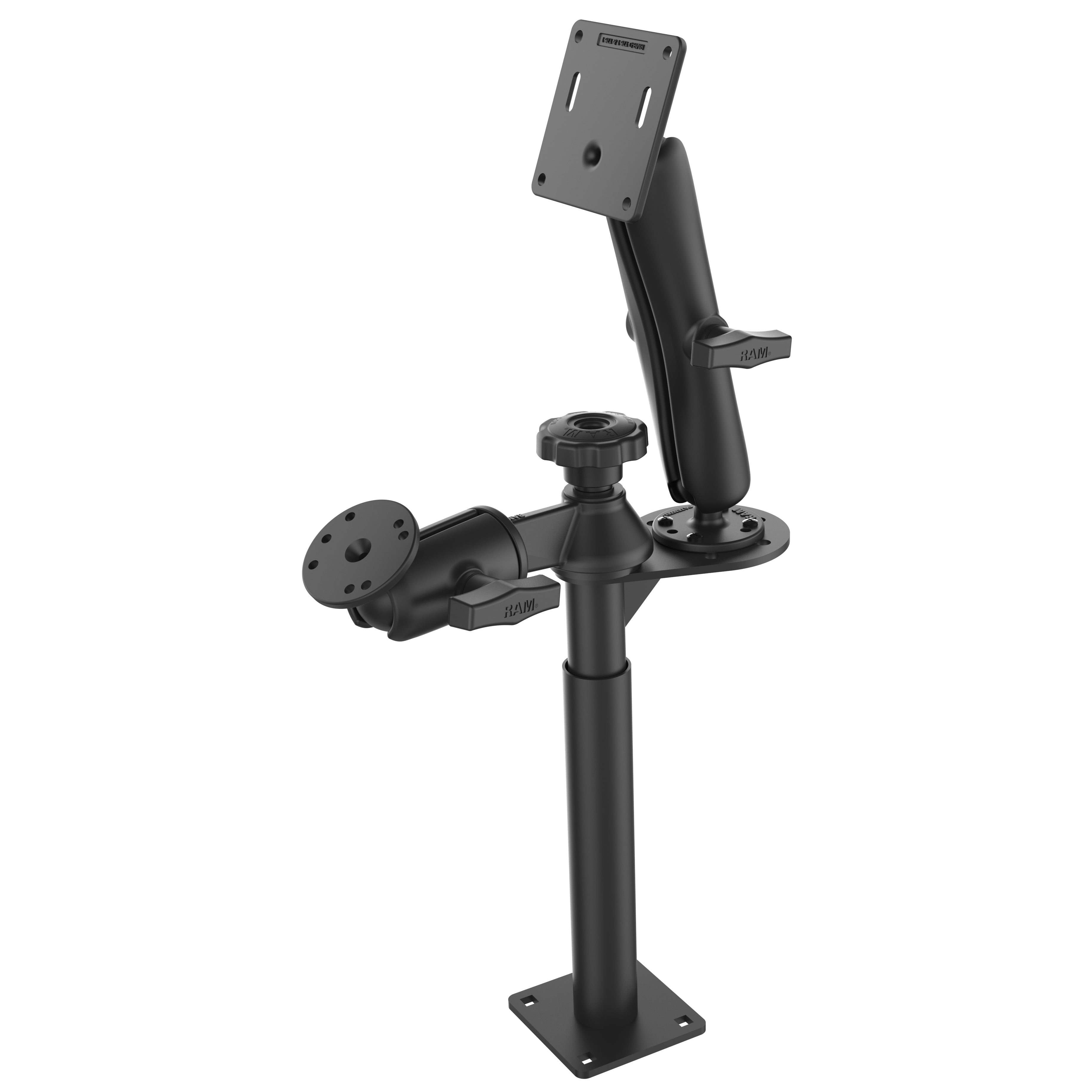 RAM® Tele-Pole™ met 8" en 9" palen en dubbele kogel 75x75mm VESA-houder
