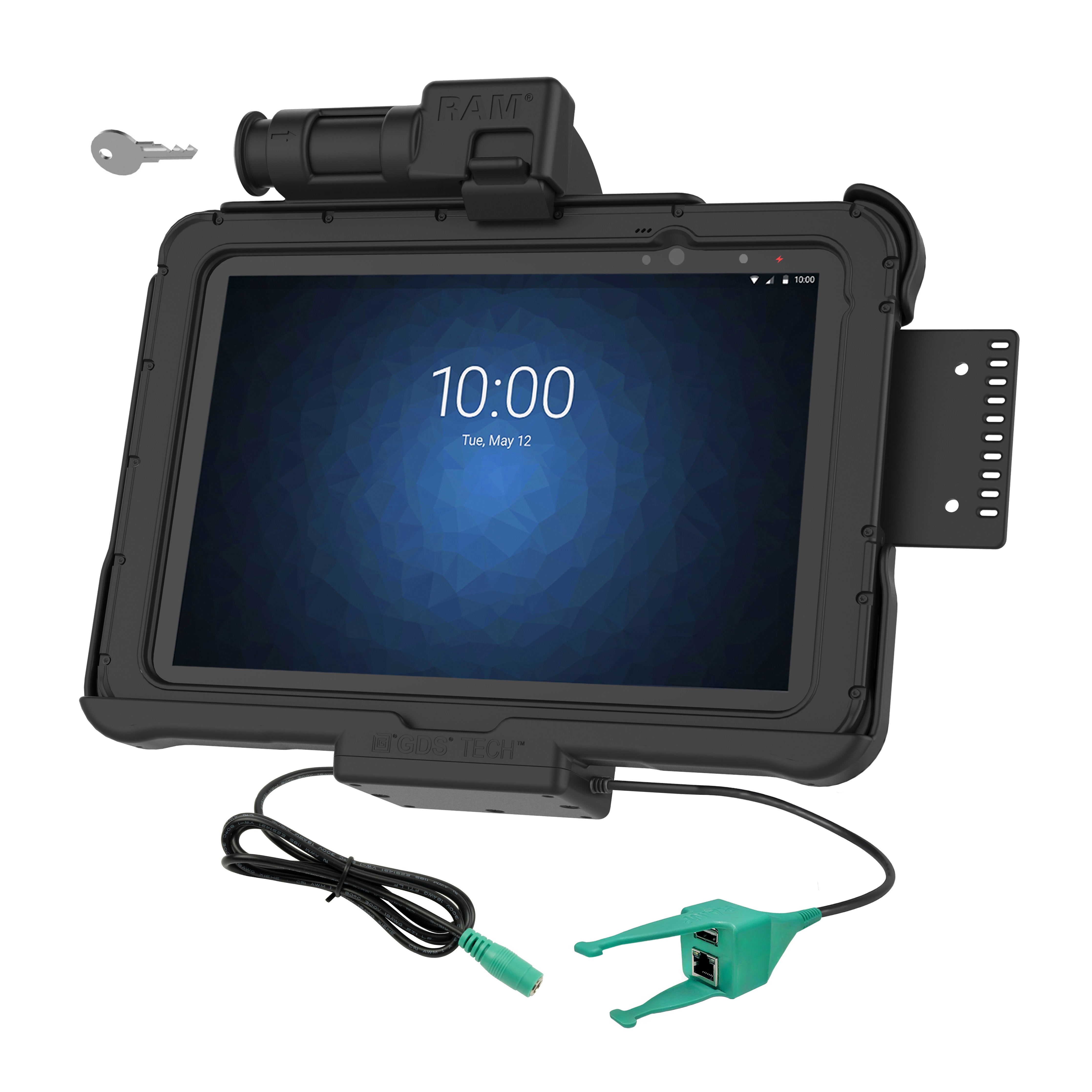 GDS® sleutelvergrendelbare stroom + USB-A en RJ45 dock voor Zebra ET5x 10.1"