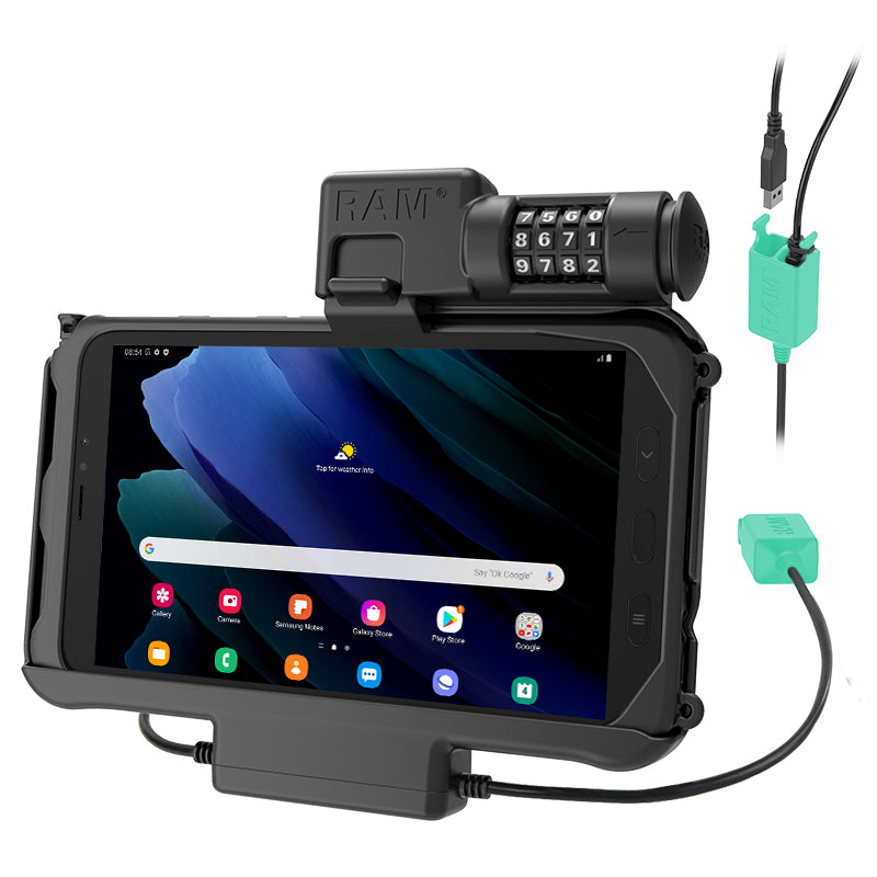 RAM® voedings- + dubbele USB-dock met combinatieslot voor Tab Active5 & 3