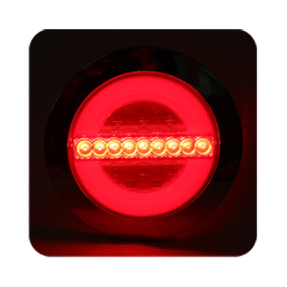 Achterlicht hamburger LED 24V 3-functie Ø156mm 50cm kabel links chrome GloTrac