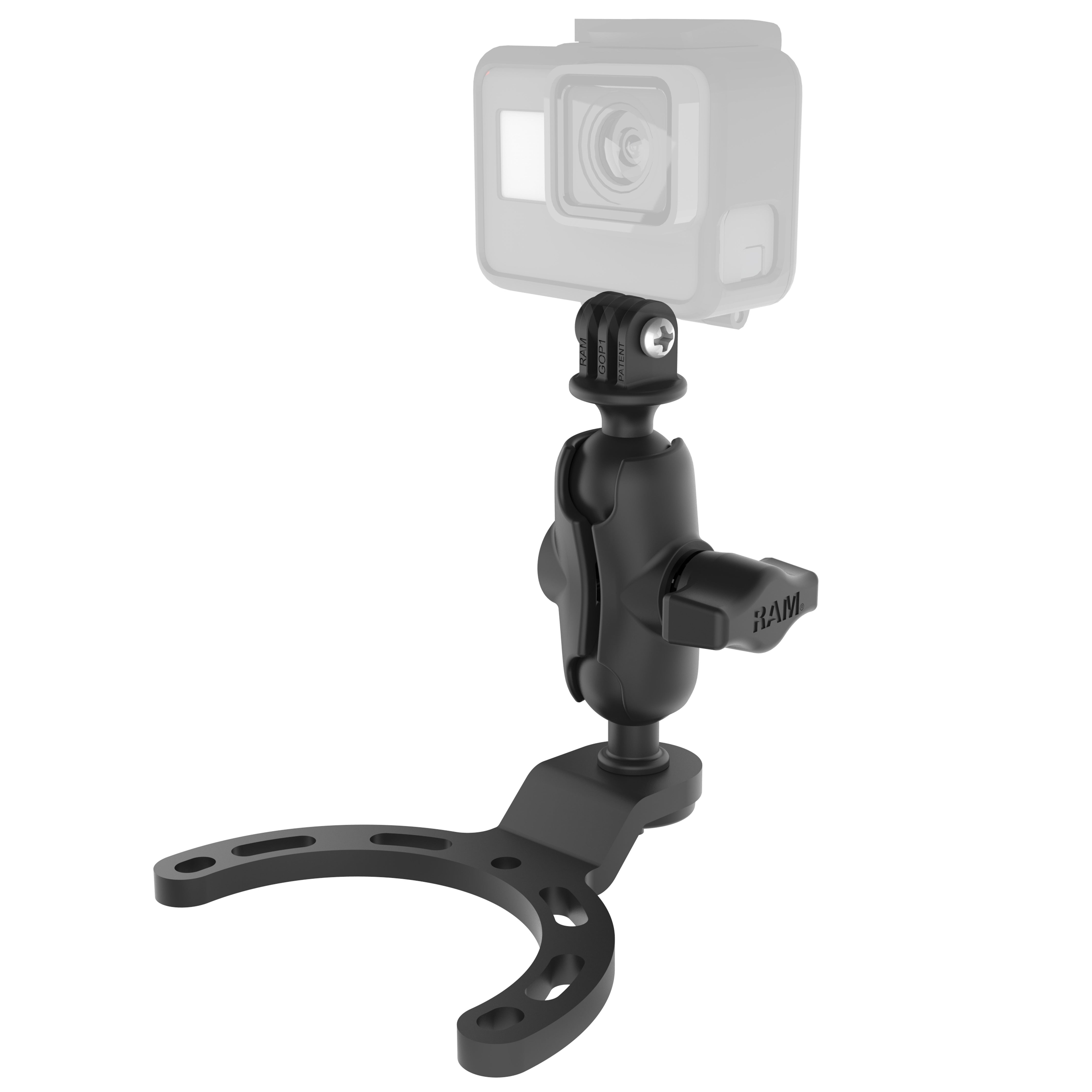 RAM® small fuel tank holder with universal action camera adapter