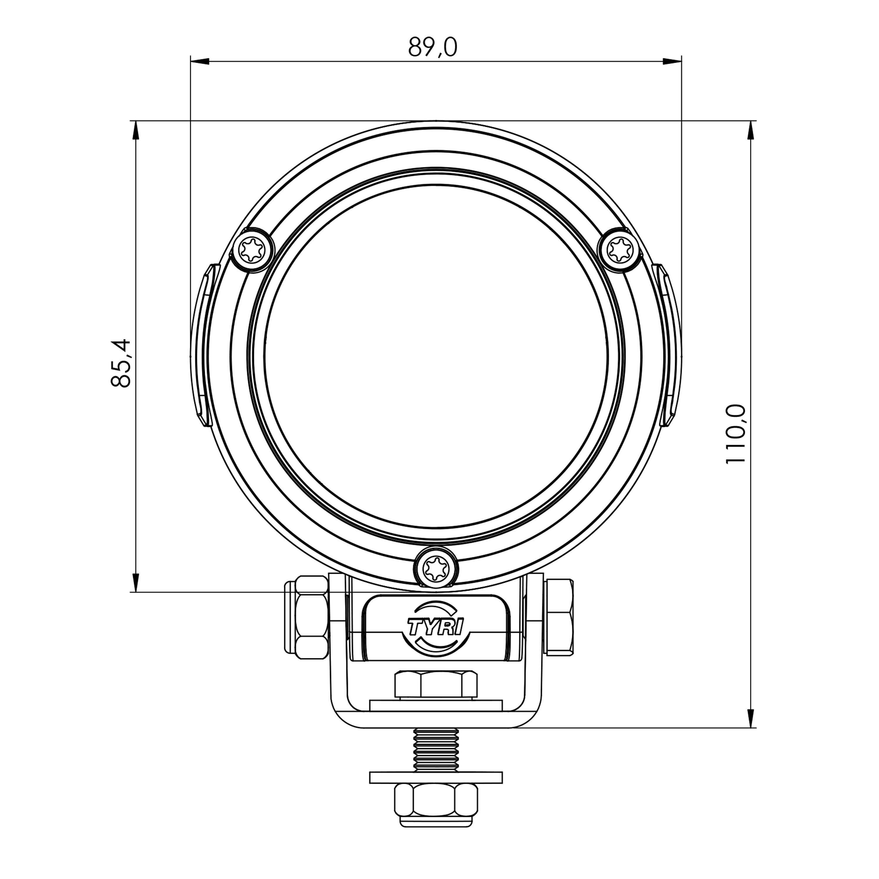 TYRI D8 Symmetrische Lens, 6 LED - 24V 