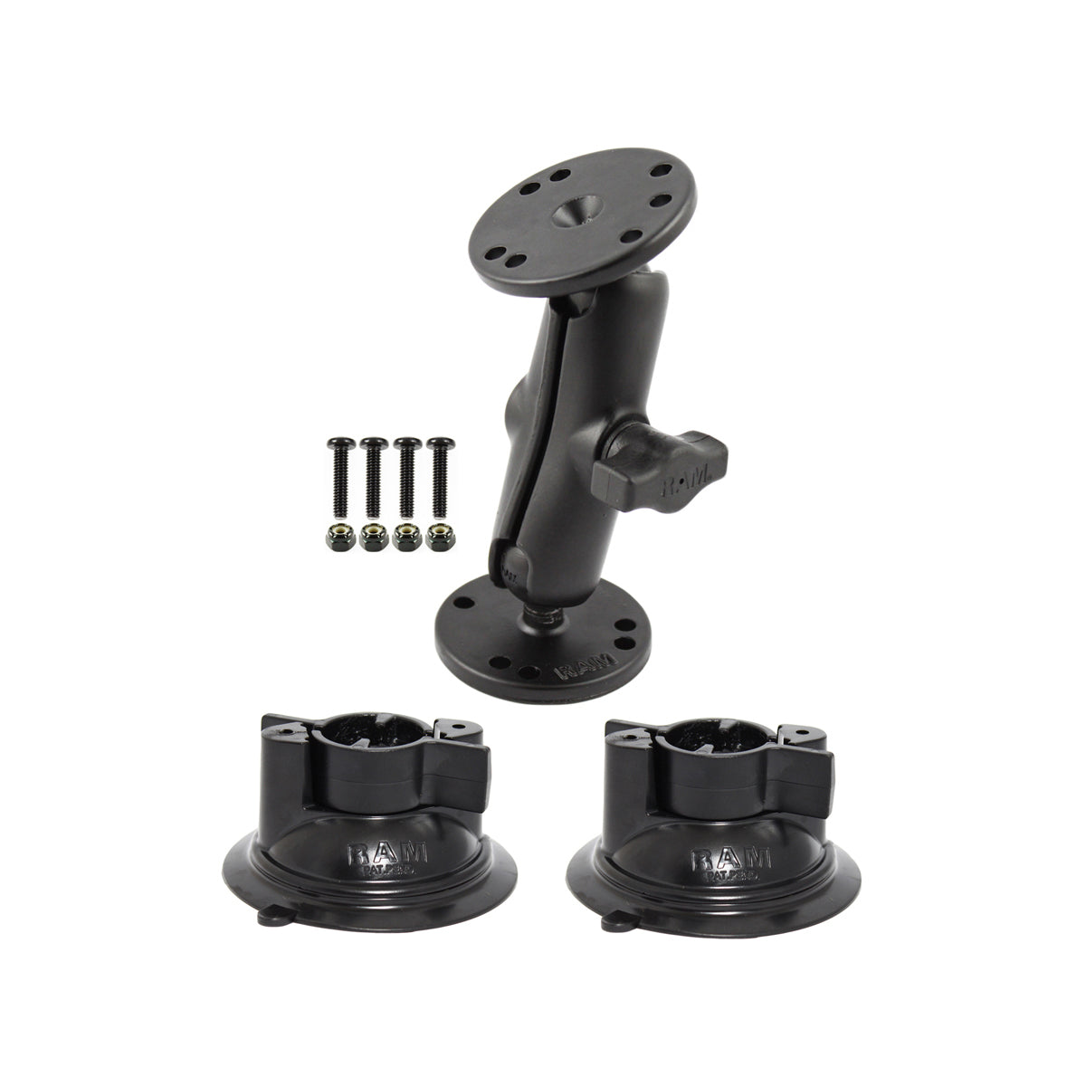 RAM® double-ball mount with two RAM® Twist-Lock™ suction cup bases