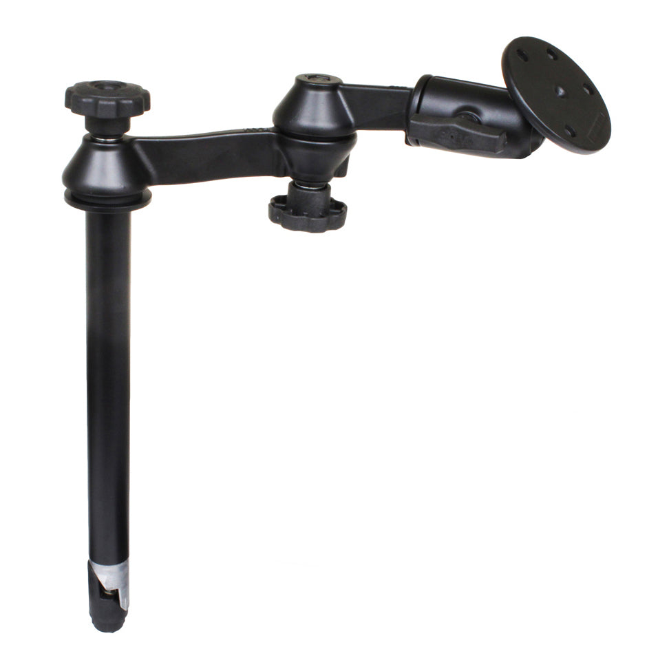 RAM® 12" bovenpaal met dubbele zwenkarmen & grote ronde plaat