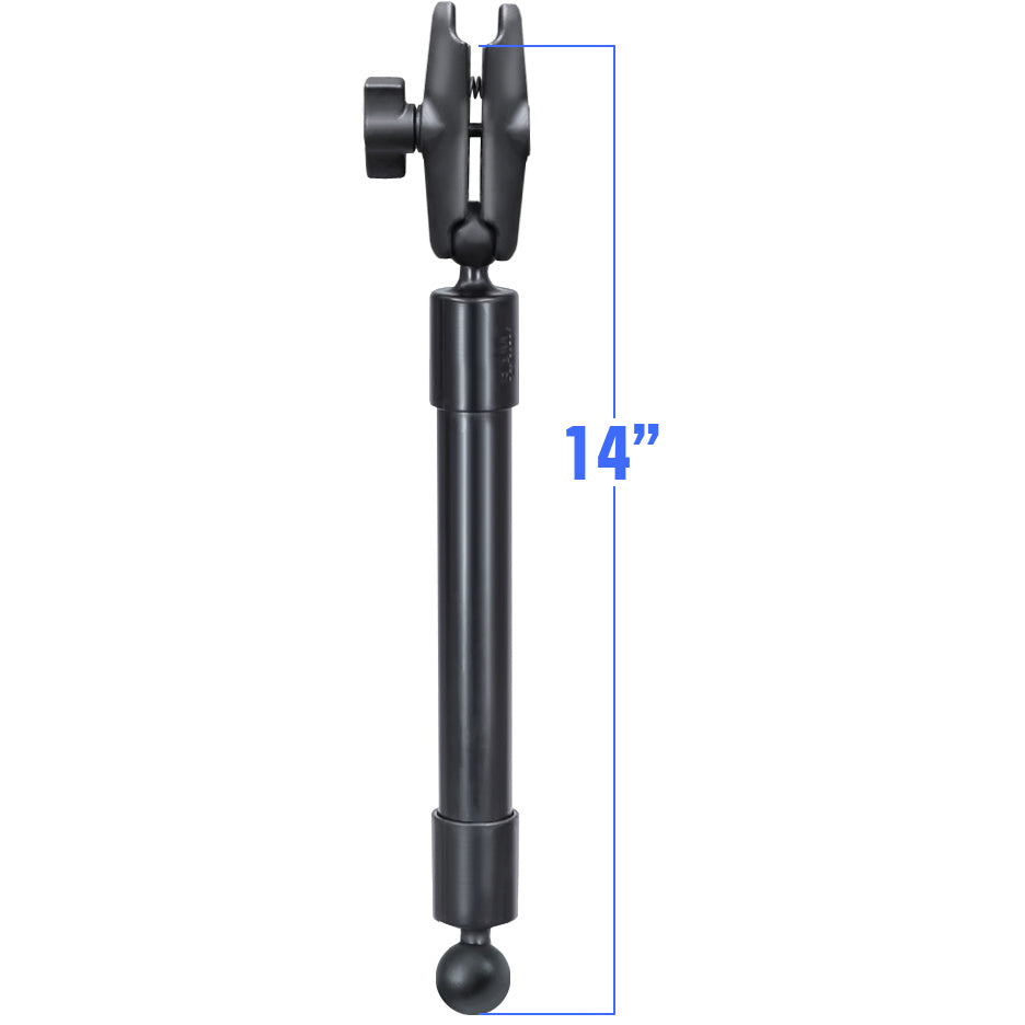 RAM® 14" PVC-buisverlengstuk met kogeluiteinden & dubbele komarm