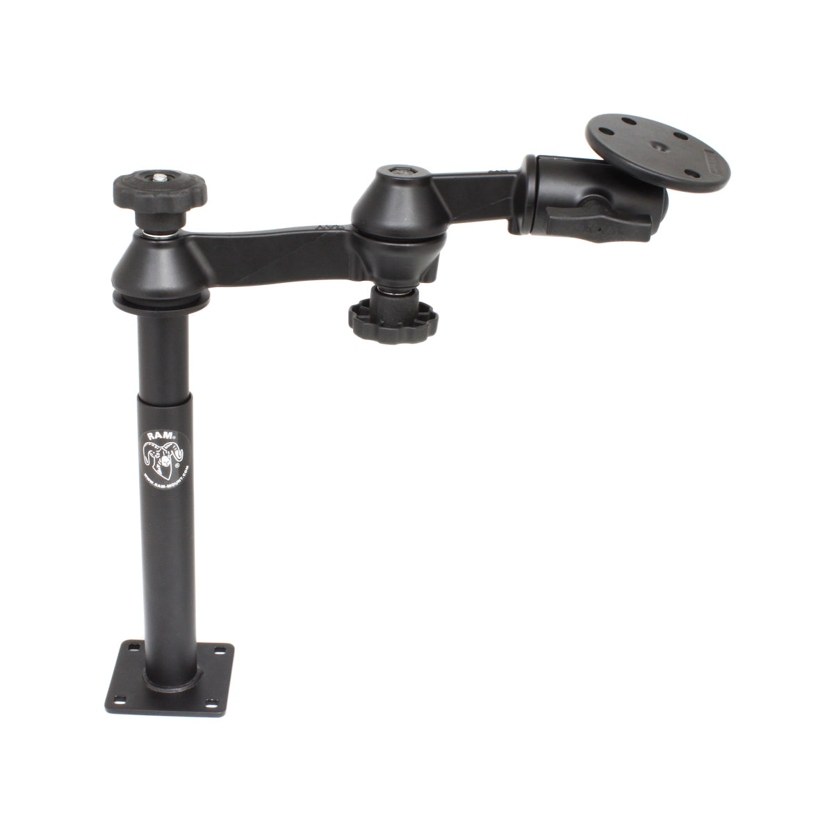 RAM® Tele-Pole™ con postes de 8" y 9", brazos oscilantes y placa redonda grande