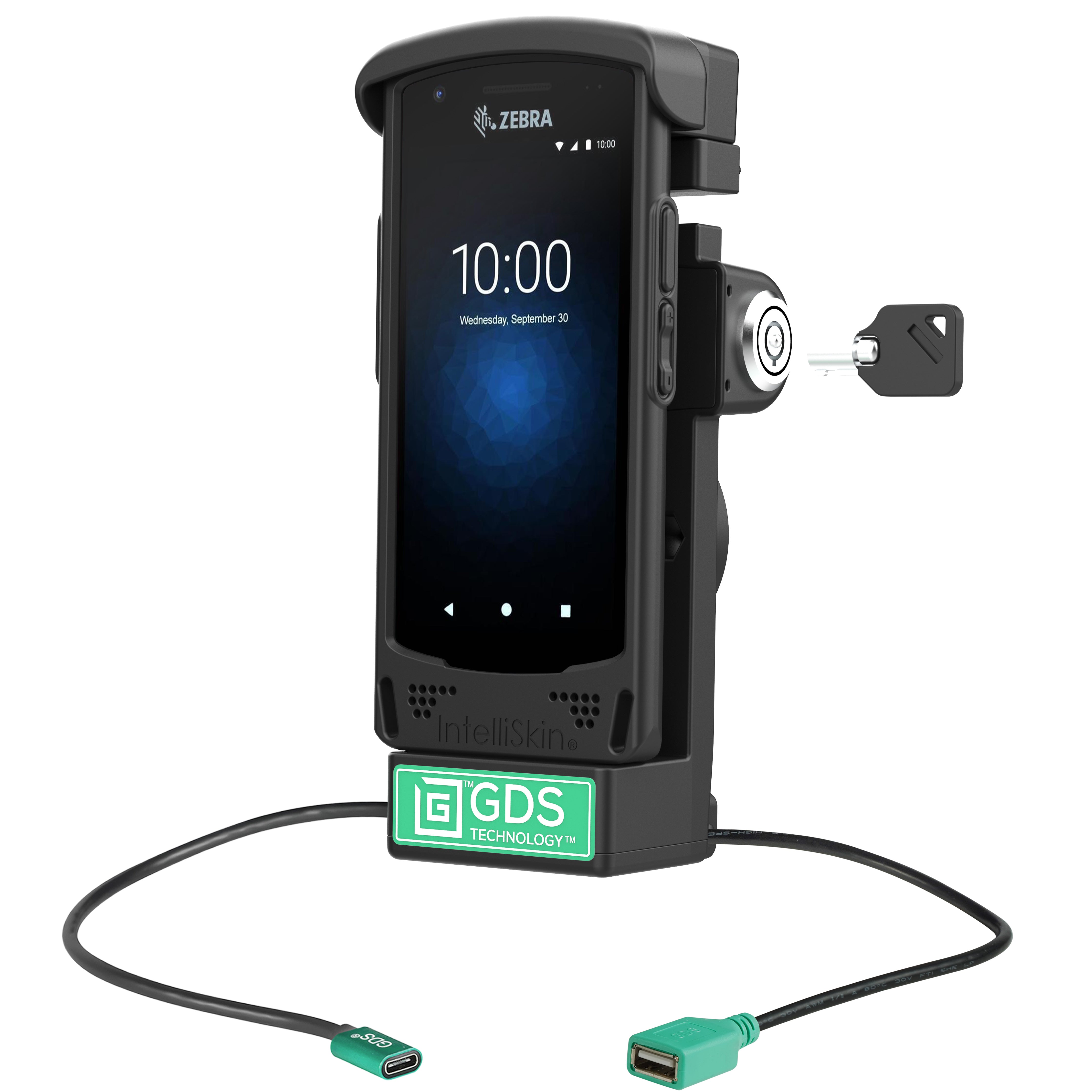 GDS® vergrendelbare gevoede dock + USB-A voor Zebra EC50/55