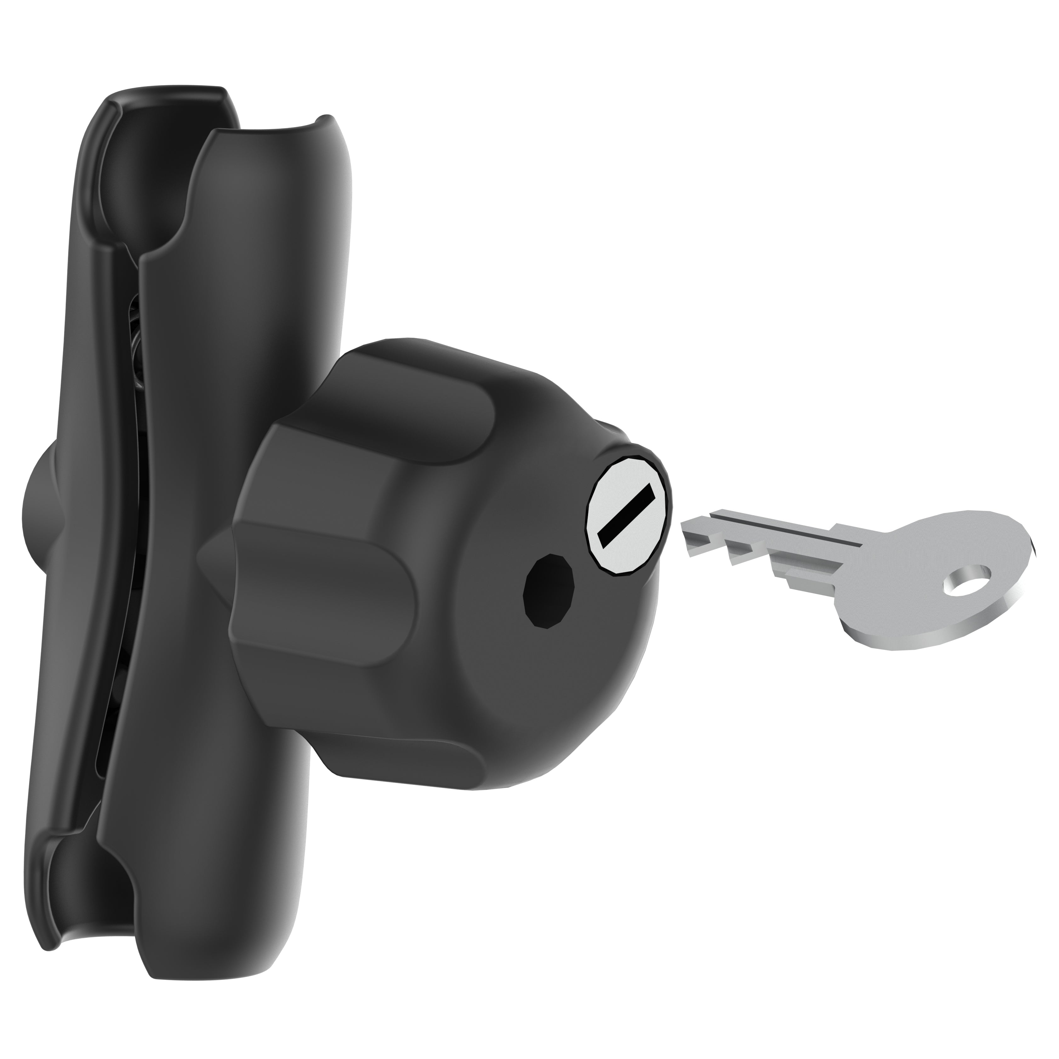 Bras à double douille RAM® avec bouton de verrouillage à clé en acier – format C moyen
