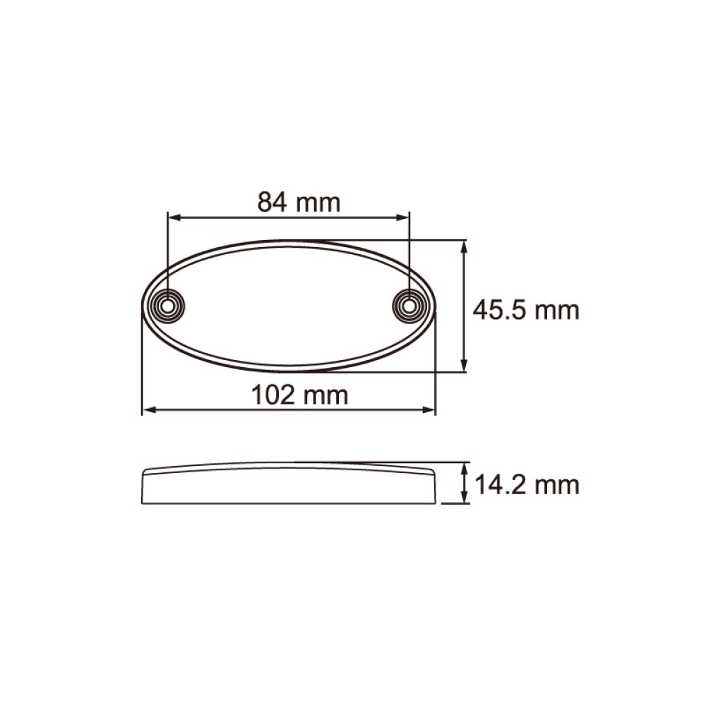 Zijmarkering LED 12-24V ovaal 50cm kabel PRS