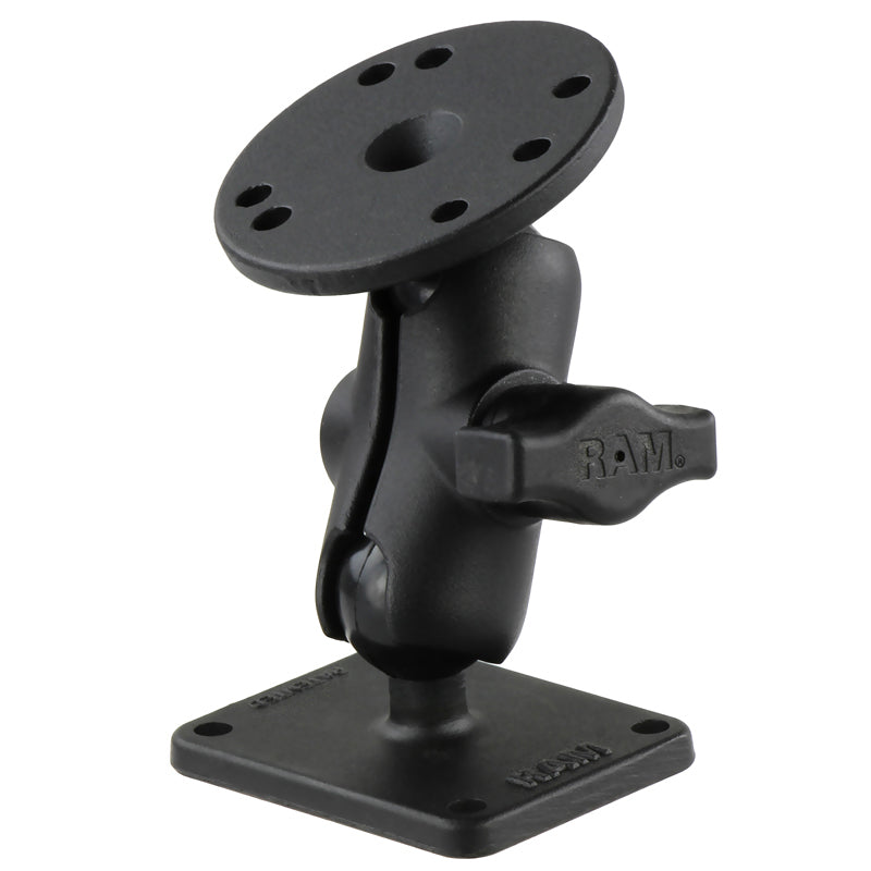 RAM® support double rotule avec plaque ronde et plaque 2" x 2.5"