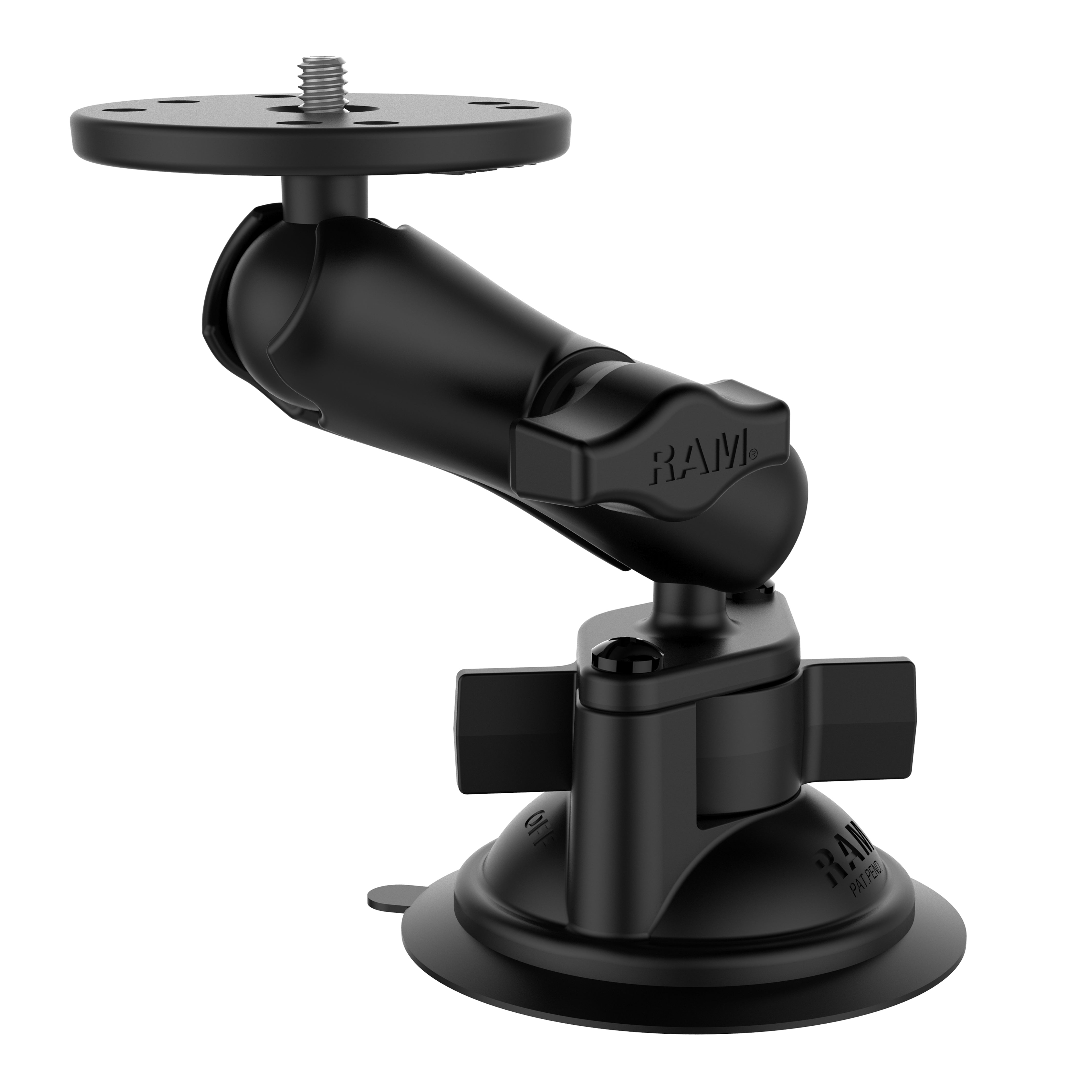 RAM® Twist-Lock™ zuignaphouder met ronde plaat & 1/4"-20 draadpen