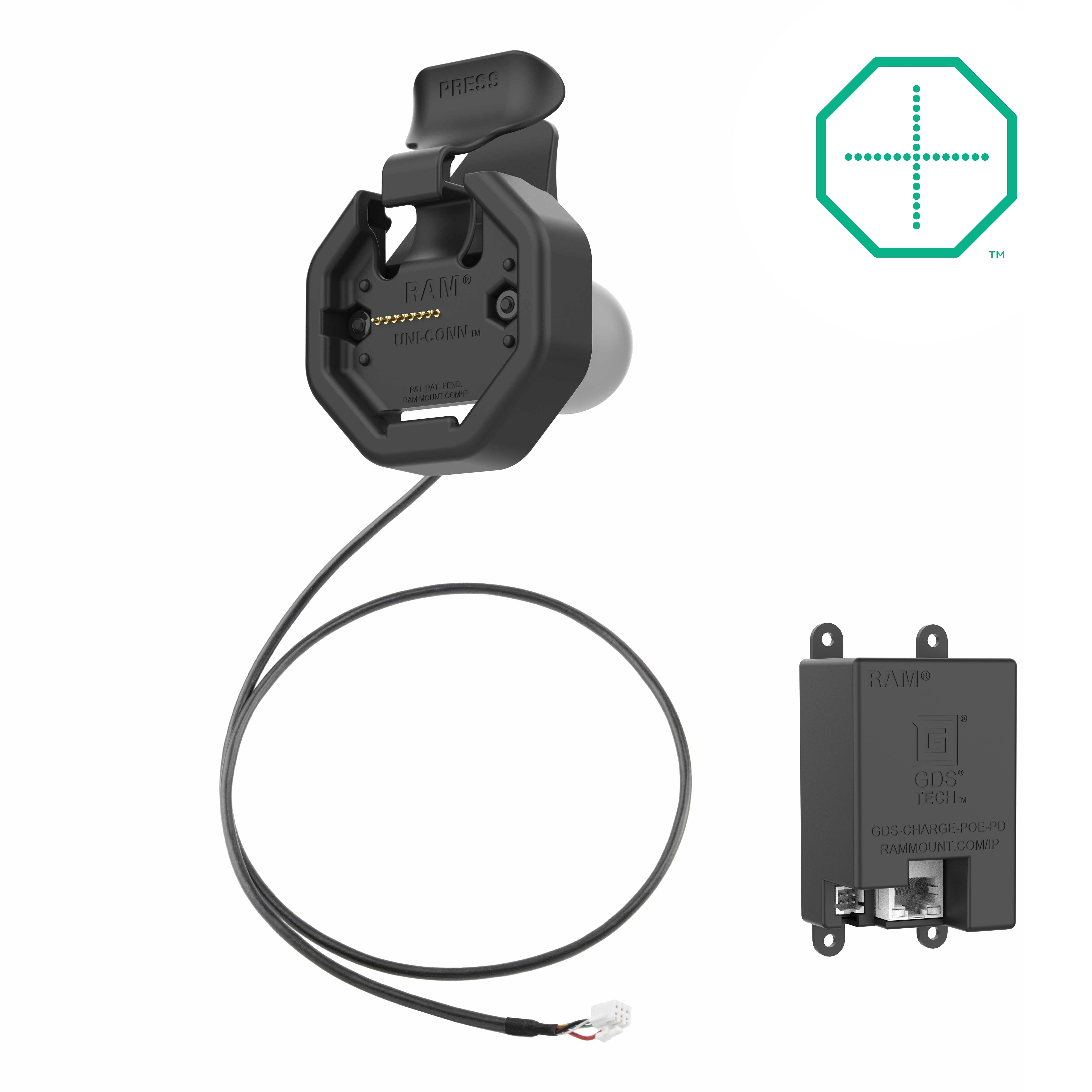 GDS® Uni-Conn™ Powered snap-in dock met PoE-adapter