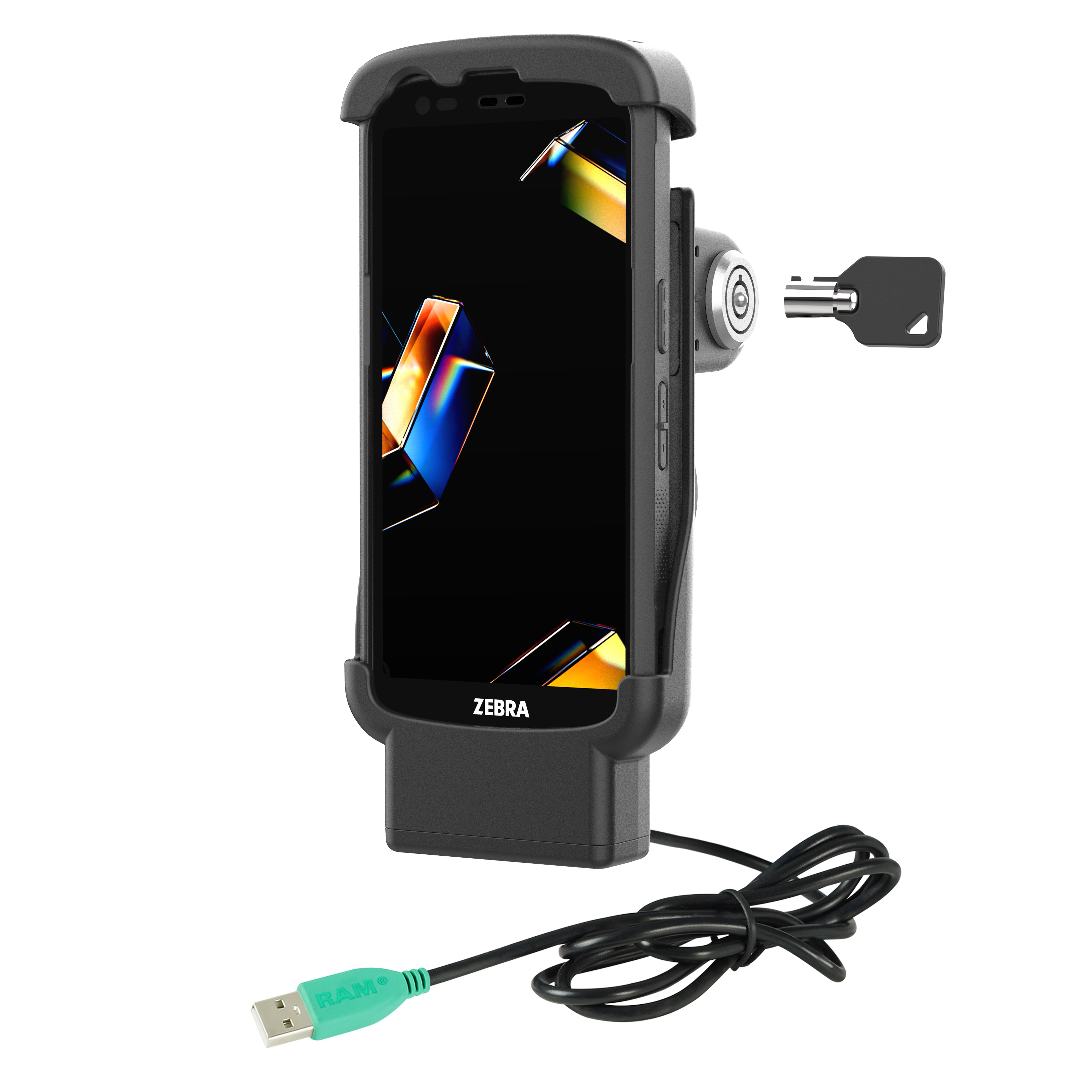 RAM® vergrendelbare Form-Fit powered dock voor Zebra TC22 & TC27 met Boot