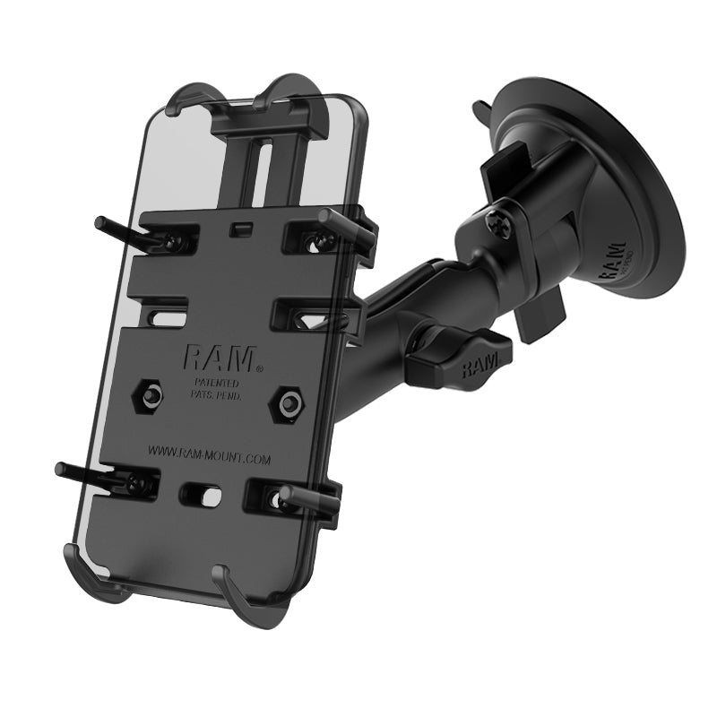 RAM® Quick-Grip™ telefoonhouder met RAM® Twist-Lock™ zuignapbasis