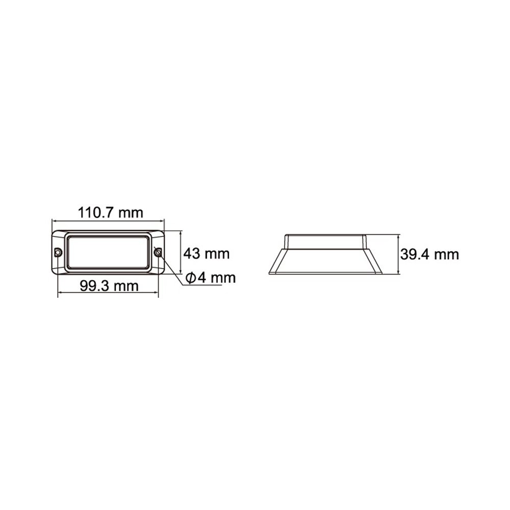 Stroboscooplamp LED 9-32V oranje 6 leds zwarte bezel
