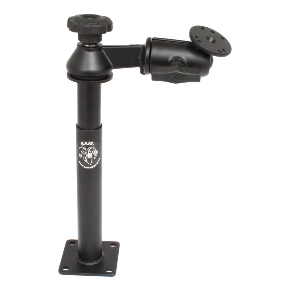 RAM® Tele-Pole™ con columnas de 8" y 9", brazo giratorio simple y placa redonda