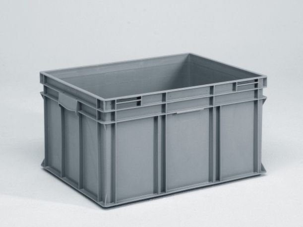 Euronorm stapelbak, Normbox, 800x600x425 mm, 175 liter grijs virgin plastic