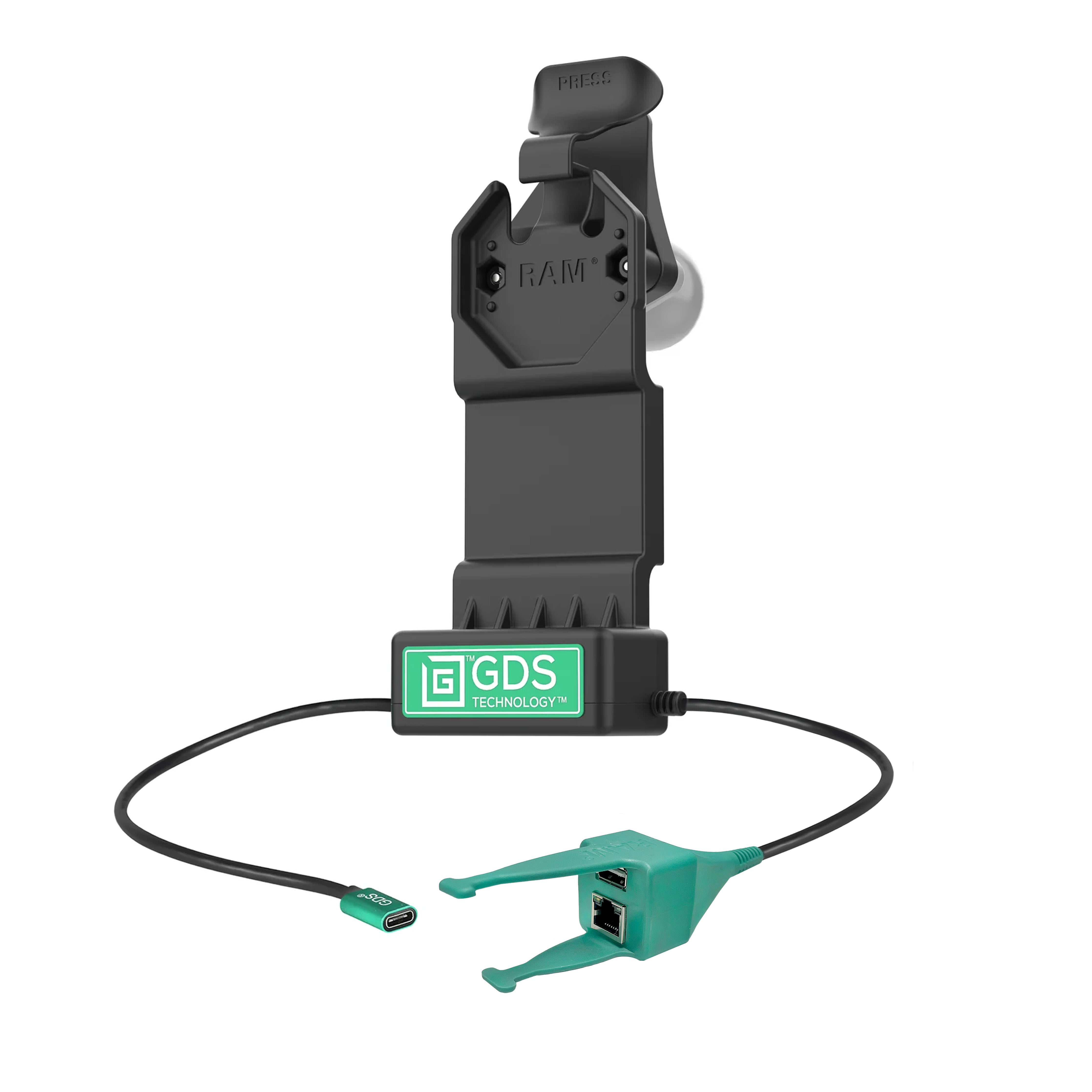 GDS® Uni-Conn™ dock + USB-A & RJ45 met ontgrendelingshendel