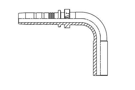 Fluiconnecto króciec do węża typu no-skive - 90° Metric pipe end 10990-06-04