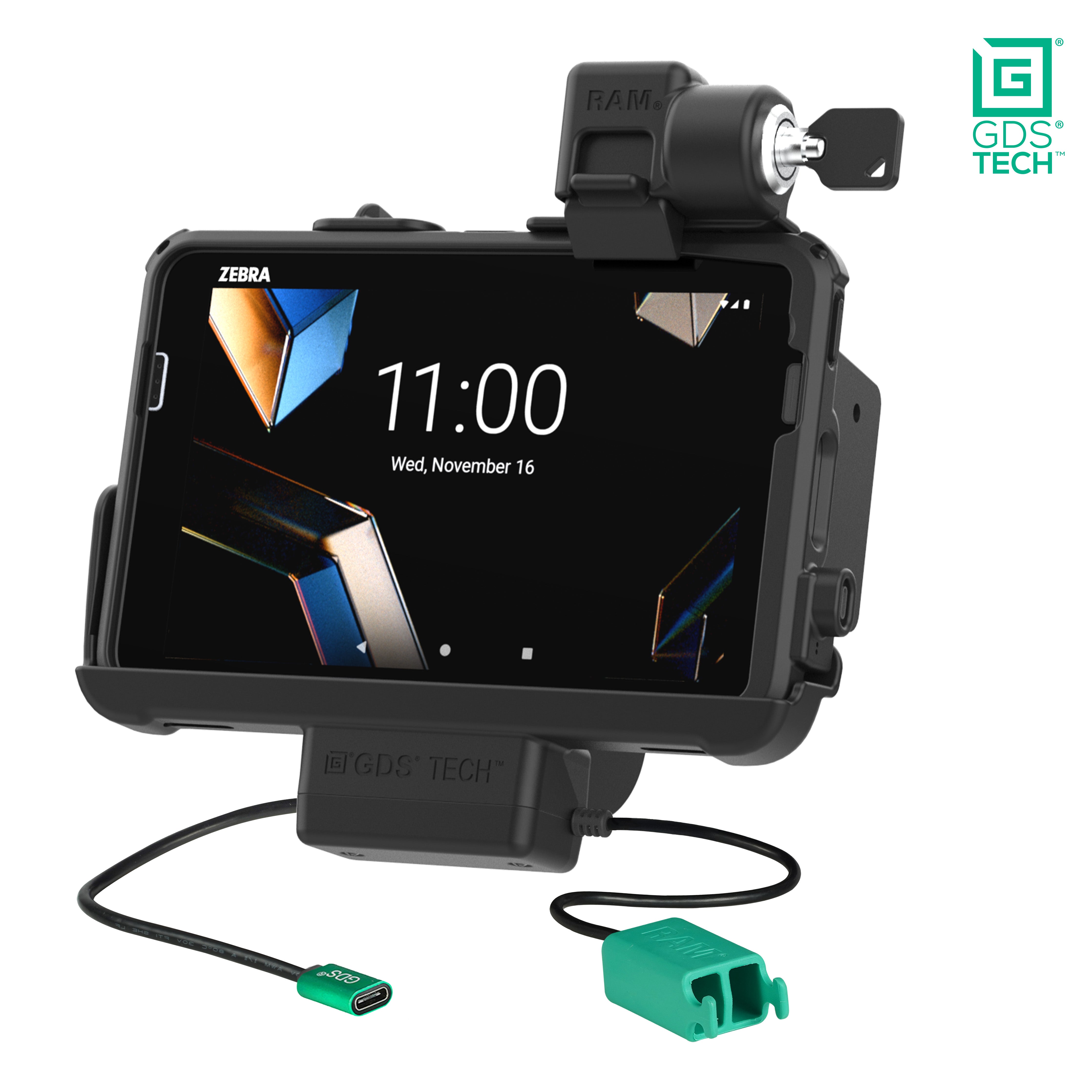 Vergrendelbare GDS® dock + dubbele USB voor Zebra ET401 & ET4x 8" met IntelliSkin®
