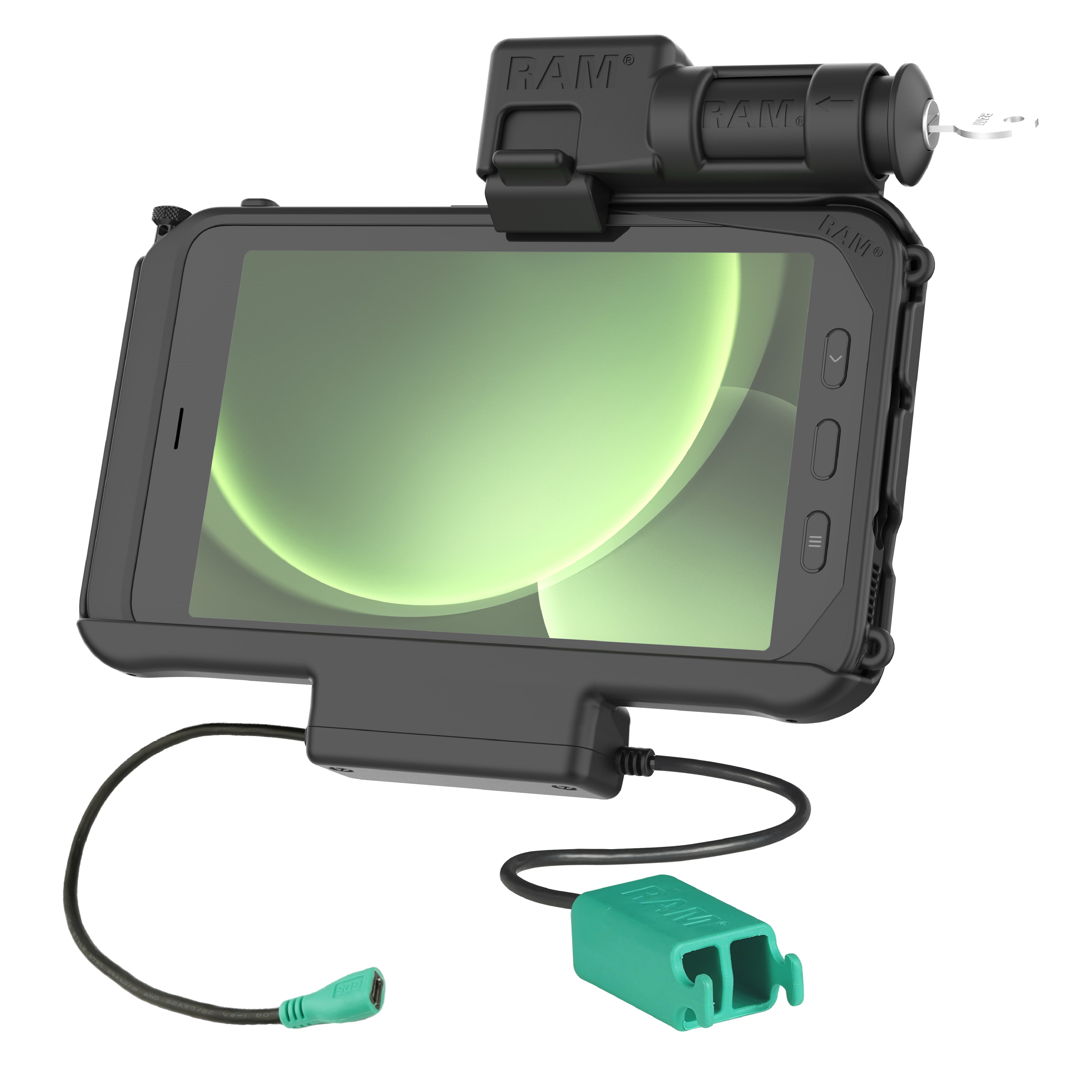RAM® voedings- + dubbele USB-dock met sleutelslot voor Samsung Tab Active5 & 3