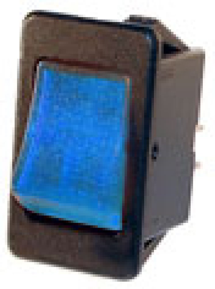 Tuimelschakelaar on - off 20A 12V blauw 20x34,5mm