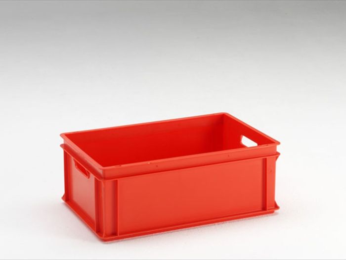 Euronorm stapelbak, Normbox, 600x400x220 mm, 40 liter 2 grepen, rood