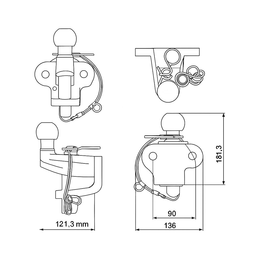 Boule d'attelage double version 3500kg avec homologation E