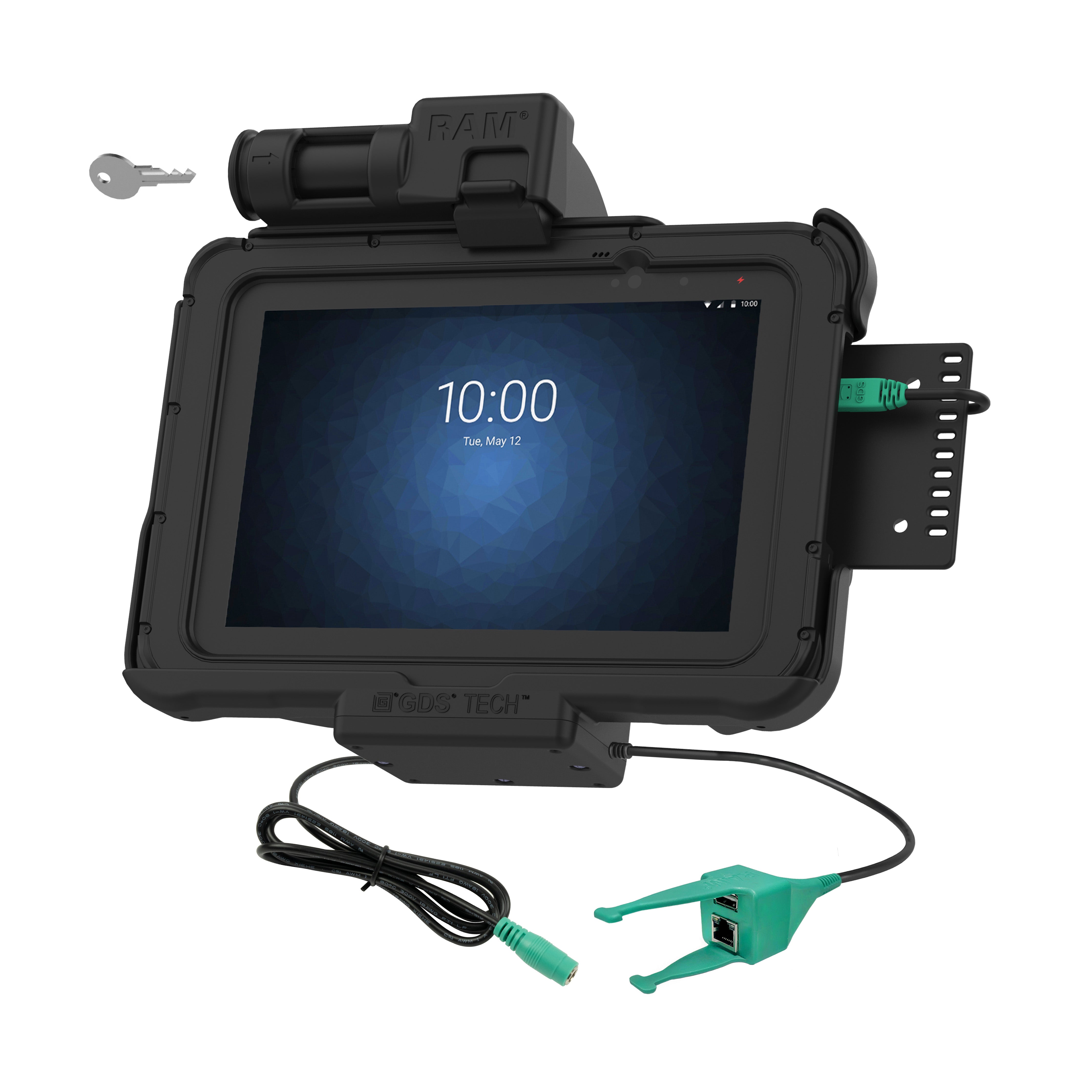 GDS® sleutelvergrendelbare stroom + USB-A en RJ45 dock voor Zebra ET5x 8.3" en 8.4"