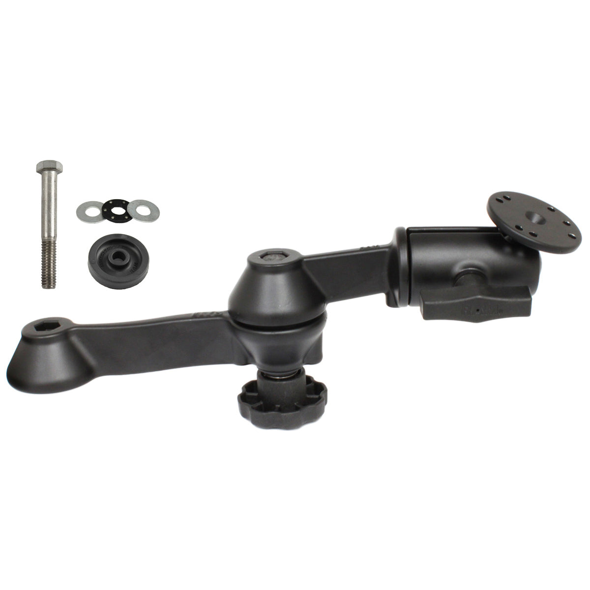 RAM® 12" dubbele zwenkarm met ronde plaat en flenshardware