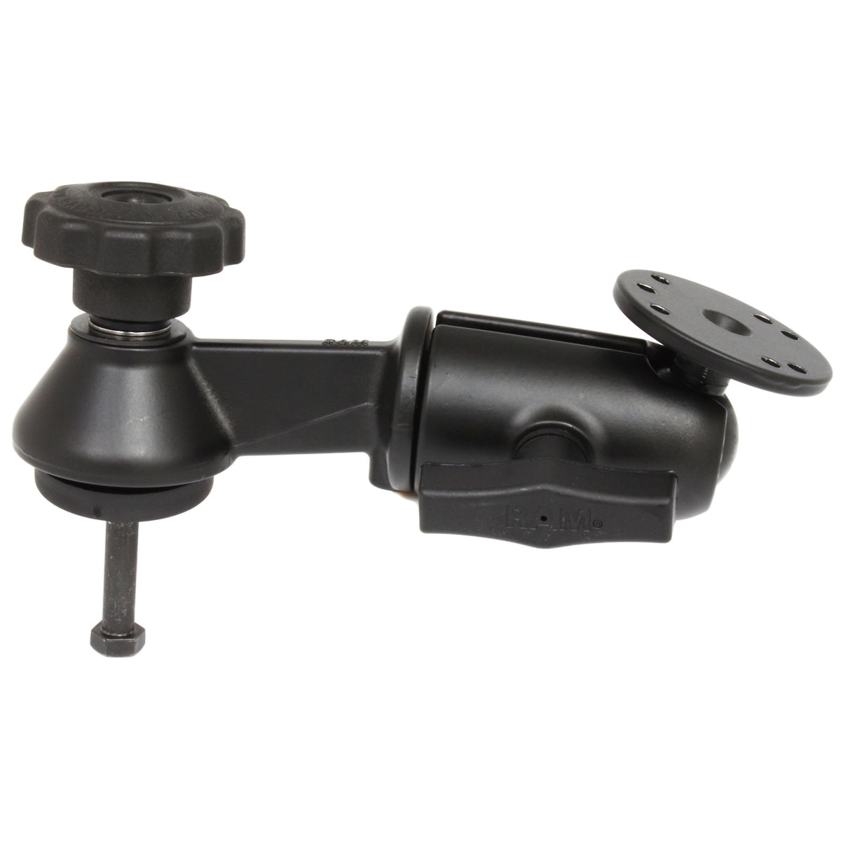 RAM® 6" enkele zwenkarm met ronde plaat, bout & knop