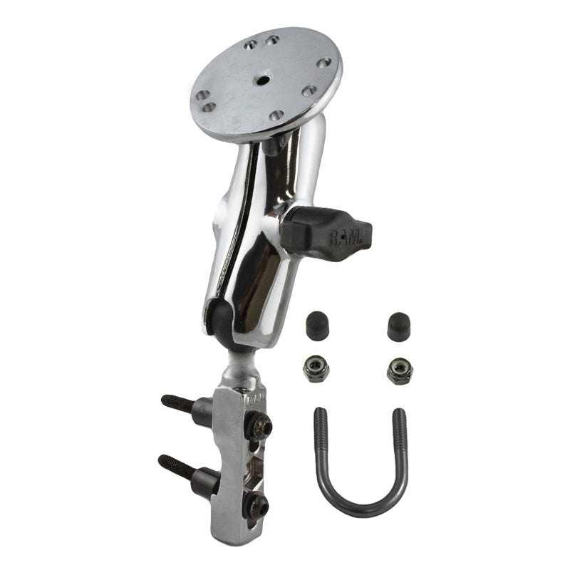 RAM® chroom motor rem-/koppelingsreservoir houder met ronde plaat