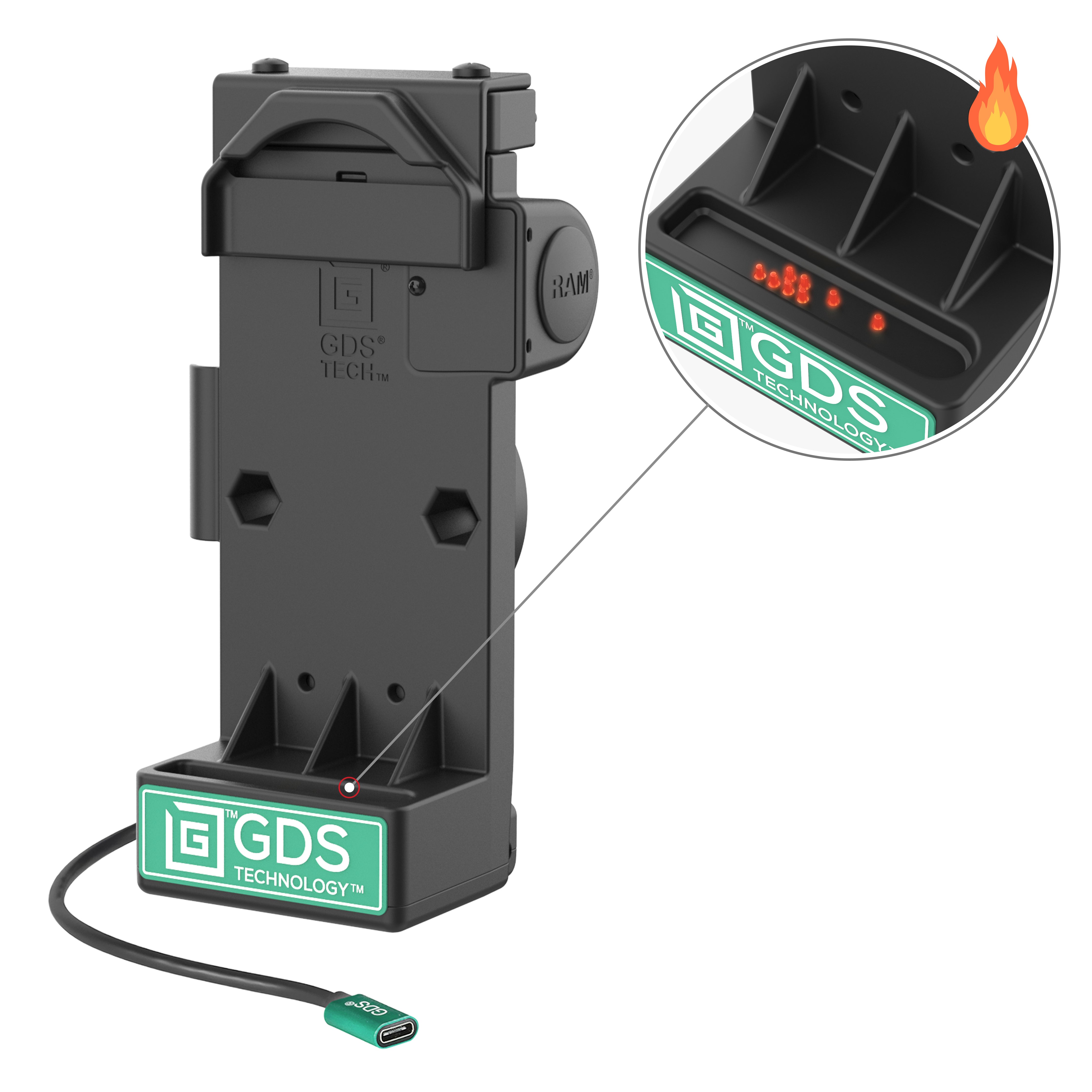 GDS® Uni-Conn™ veerbelaste powered dock - verwarmde pins