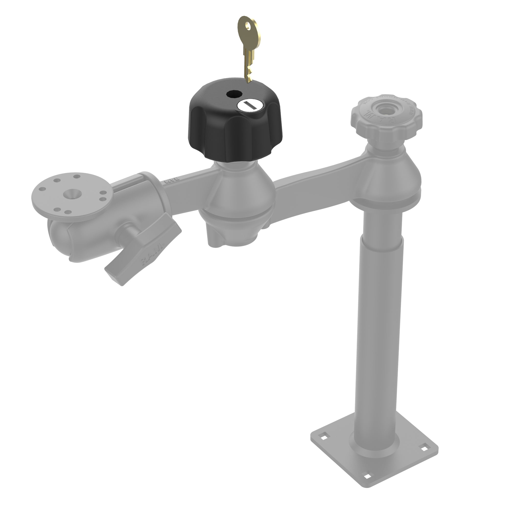 Bouton à serrure à clé RAM® avec insert en acier pour bras articulés