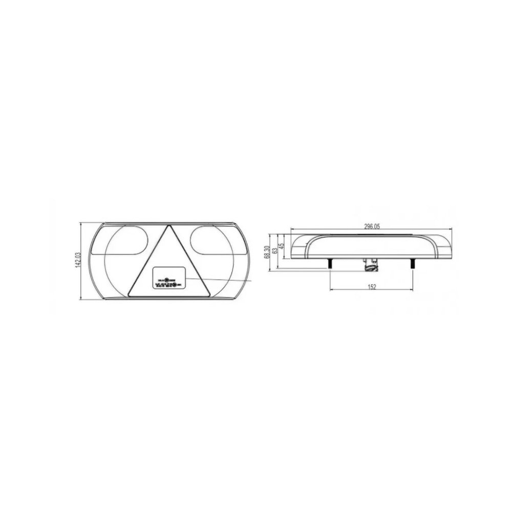 Achterlicht LED 12-24V 6-functie 50cm kabel rechts