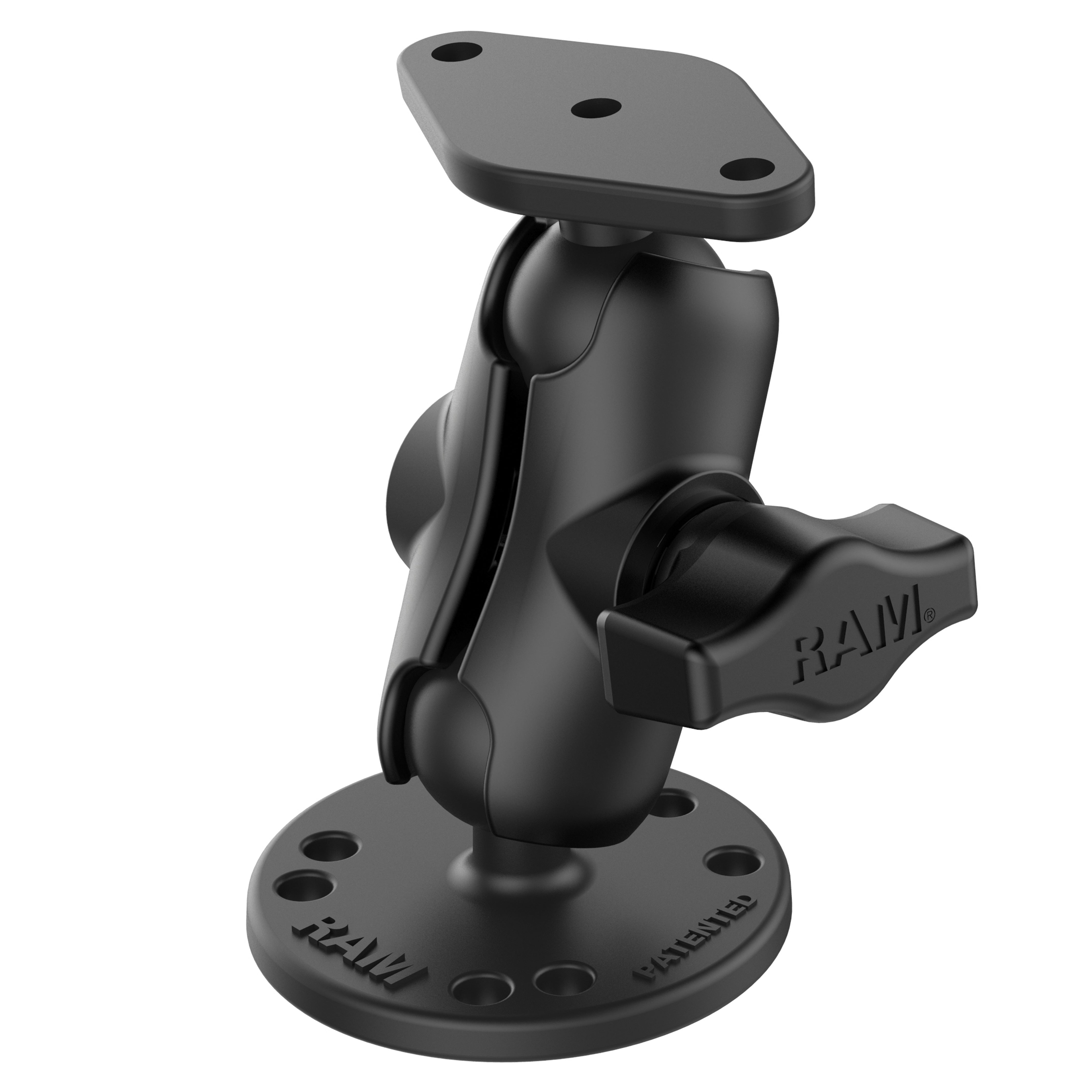 RAM® dubbele kogel-inschroefhouder met ruitvormige plaat – kort