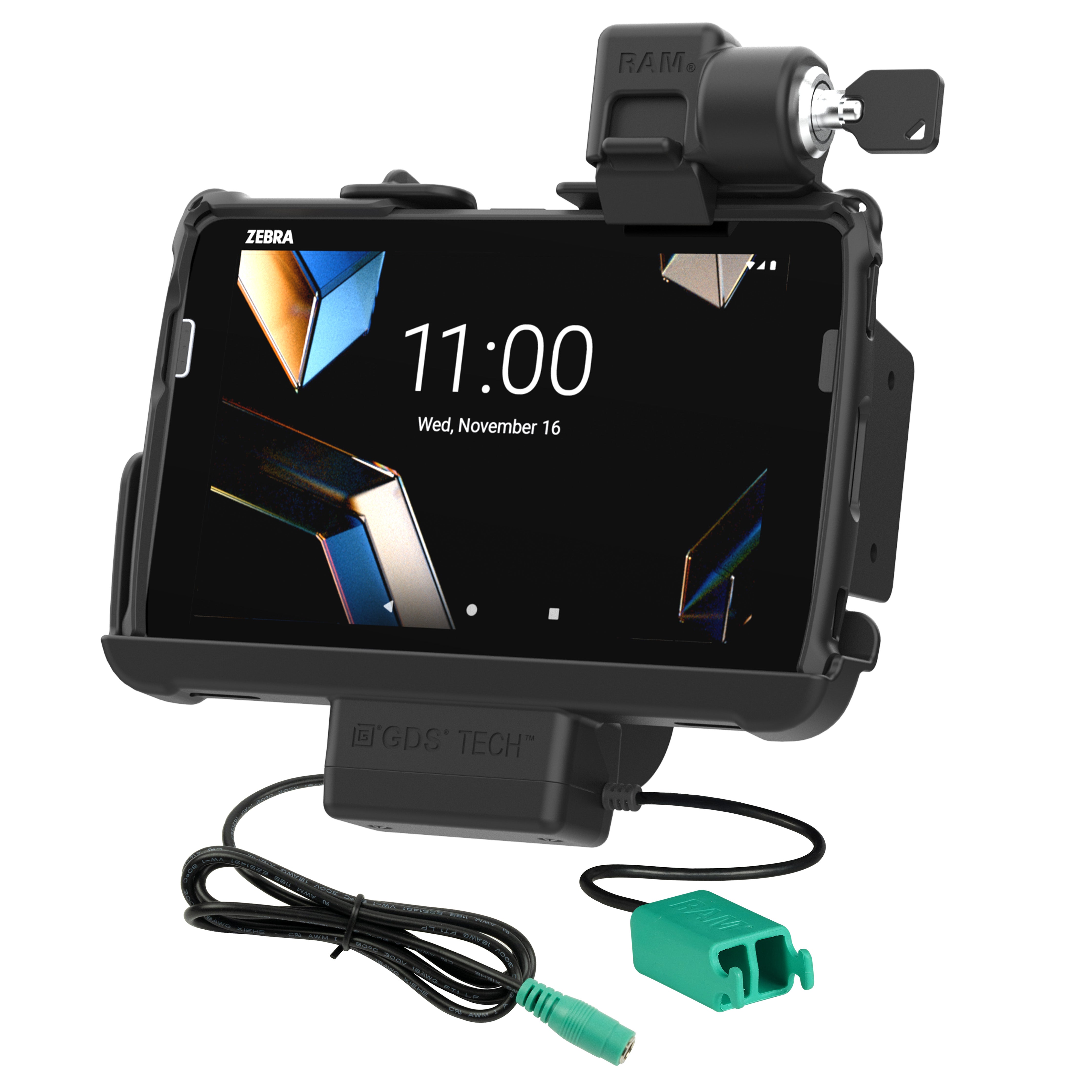 Vergrendelbaar RAM® Tough-Dock™ met voeding + dubbele USB voor Zebra ET4x 8"